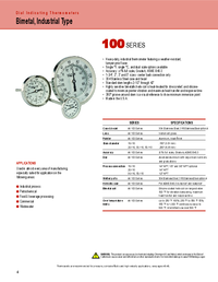 Thumbnail of document Data Sheet - 100 Series Industrial Type Bimetal Thermometers
